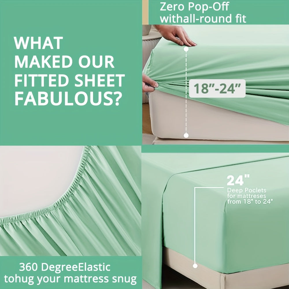 Ice Cooling Bed Sheet Set, Heat Relief 2000TC Luxury Sheets for Hot Sleepers, Moisture Wicking & Temperature Regulating, NightBreeze Luxe Cooling Sheet Sets