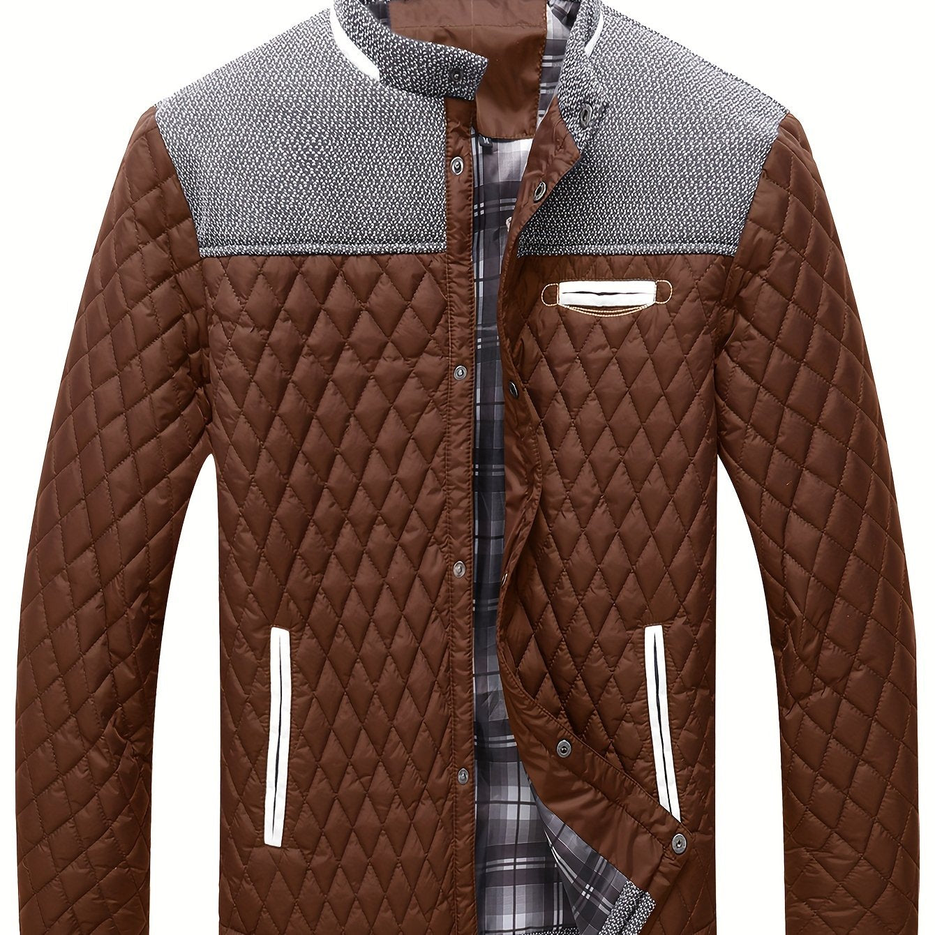 Warm & Lightweight Men's Quilted Winter Jacket - Casual Stand Collar Coat for Everyday Wear