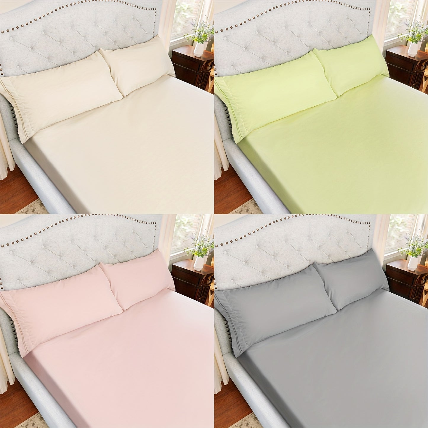 ClevaHome 6pcs Sheet Set Deep Pocket- Ultra Soft Machine Washable Luxury Bed Sheet Set - Shrinkage & Fade Resistant Embroidered Bedding Sheet, Christmas Bedding Supplies Replacement (4PCS for TWIN Size Sheet)