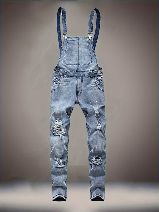 Stylish Slim Fit Ripped Jeans for Men - Soft Stretch Denim, Versatile Casual Wear, Machine Washable, Comfortable and Breathable, Perfect for Daily Life