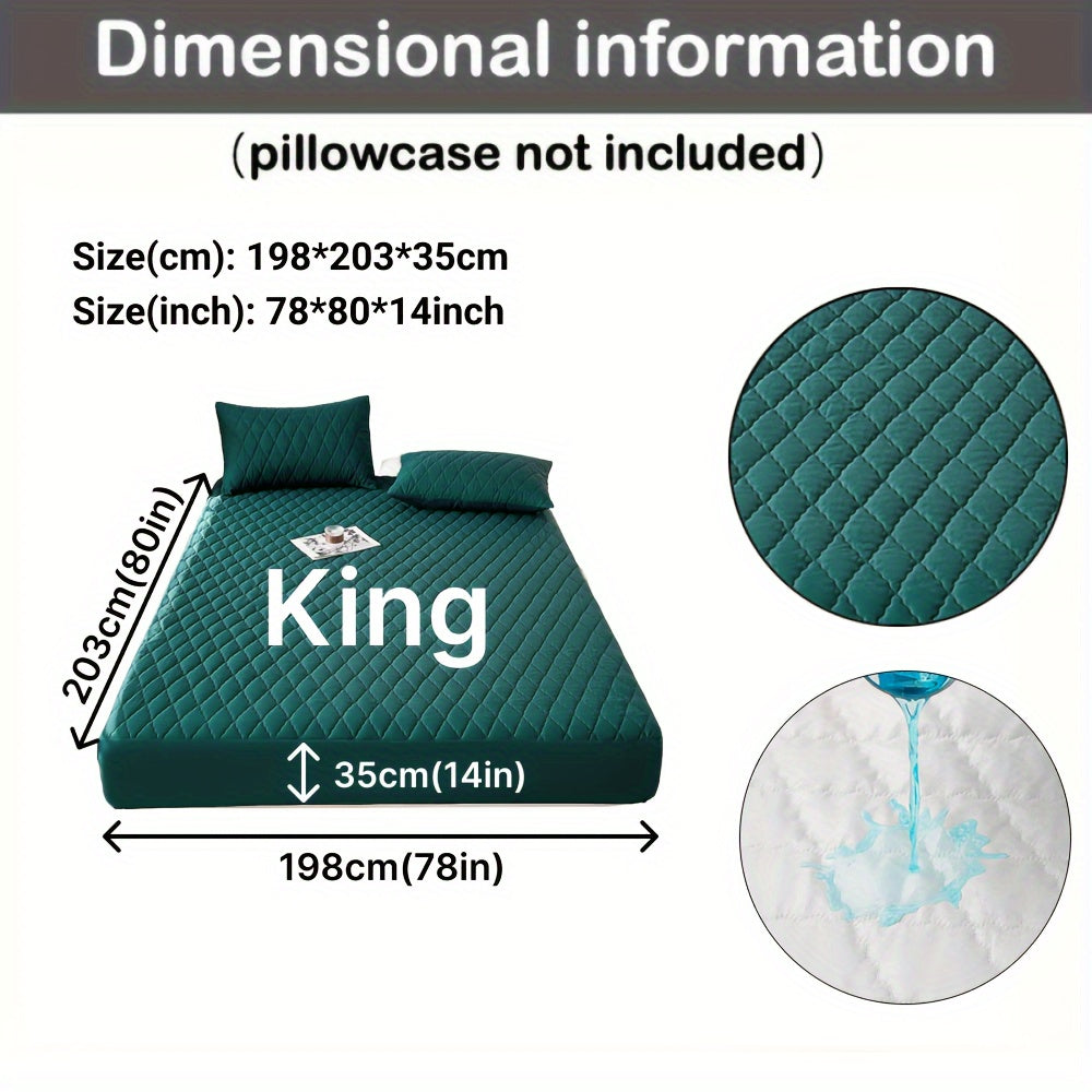 1pc Waterproof Mattress Cover, Soft and Comfortable Thick Bed Sheet, Breathable Dust-proof Urine-proof Quilted Mattress Protector, Suitable for Bedroom, Guest Room, White/Dark Blue/Dark Green/Gray