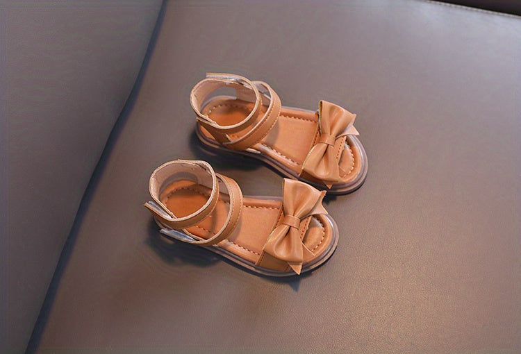 Adorable Bow-Adorned Casual Sandals For Baby Girls, Soft Sole Sandals Perfect For Walking
