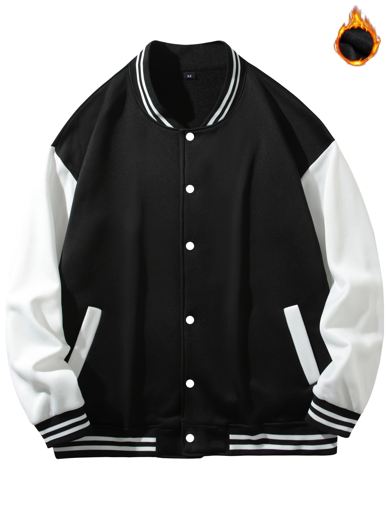 Men's Anime Portrait Embroidered Varsity Jacket - Casual Color Block Button Up for Spring and Fall Baseball and School
