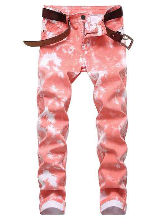 Mens Printed Jeans - Premium Jeans for Men Slim Fit - Skinny Stretch Denim Printed Pants for Men
