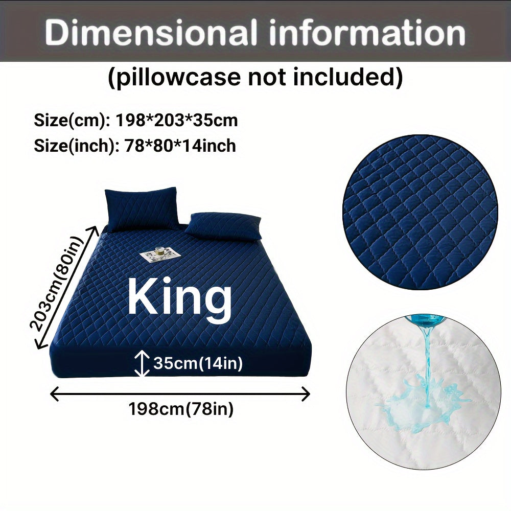 1pc Waterproof Mattress Cover, Soft and Comfortable Thick Bed Sheet, Breathable Dust-proof Urine-proof Quilted Mattress Protector, Suitable for Bedroom, Guest Room, White/Dark Blue/Dark Green/Gray