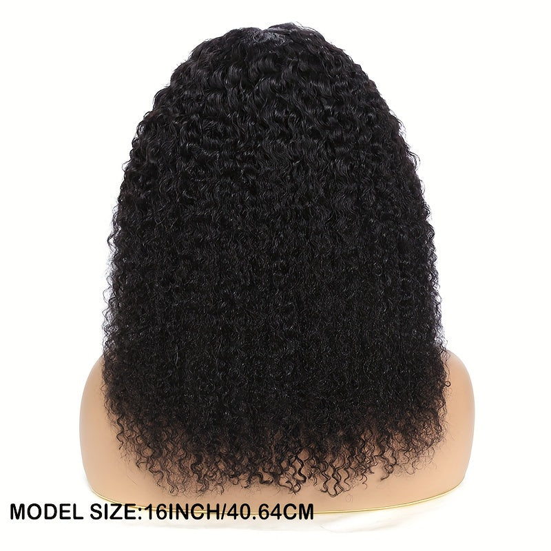 Kinky Curly Lace Front Wigs Human Hair 4x4x1 Lace Closure Wigs 180% Density Kinky Curly Wigs with Brazilian Remy Hair Unprocessed Virgin Hair Wig Natural Color