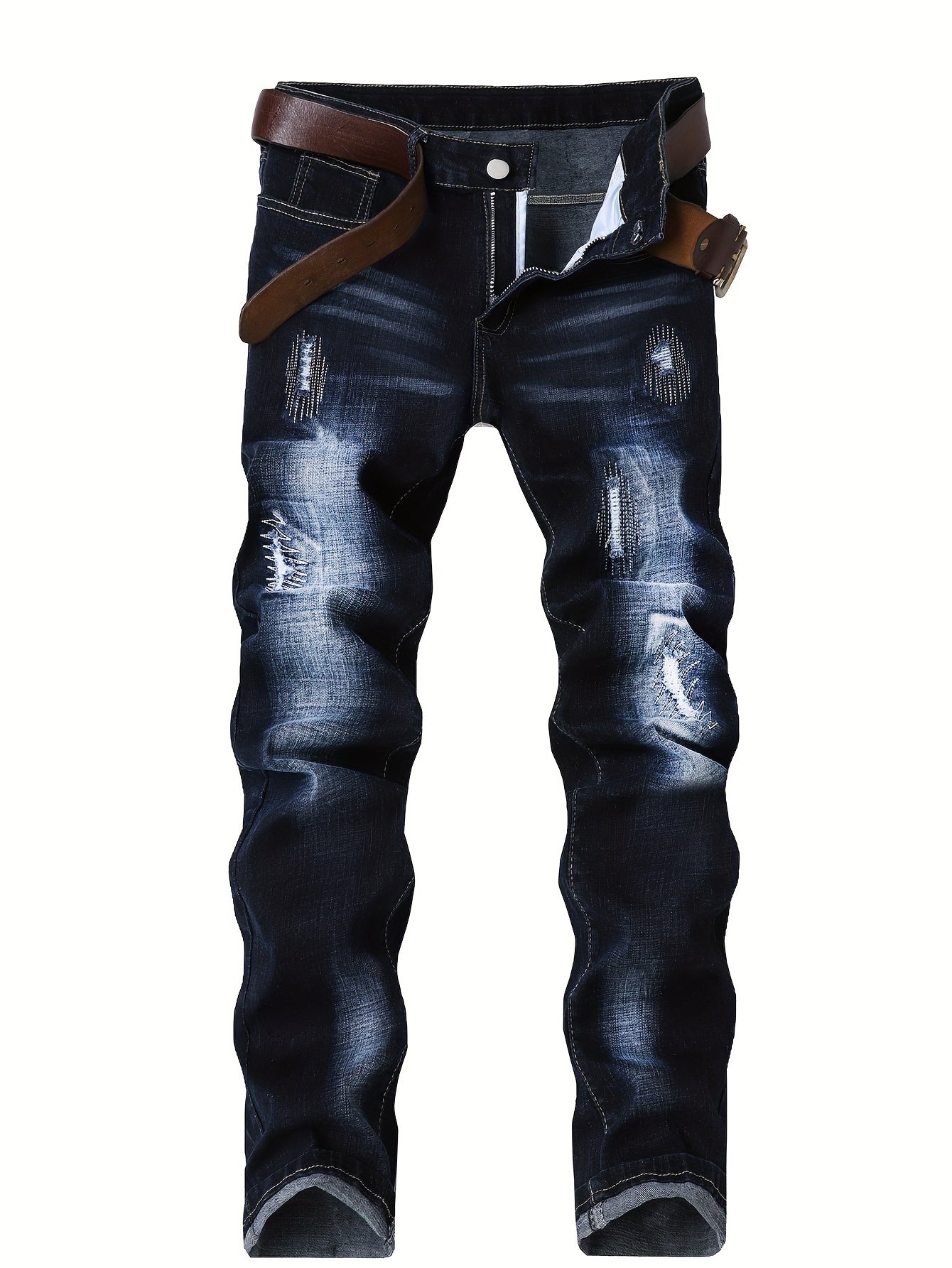 Stretchy Chic Ripped Skinny Jeans for Men - Soft, Breathable, Comfortable, Faded, Distressed Denim Pants with Elastic Waistband - Chic Street Style, Casual Fashion, Perfect for Daily Wear