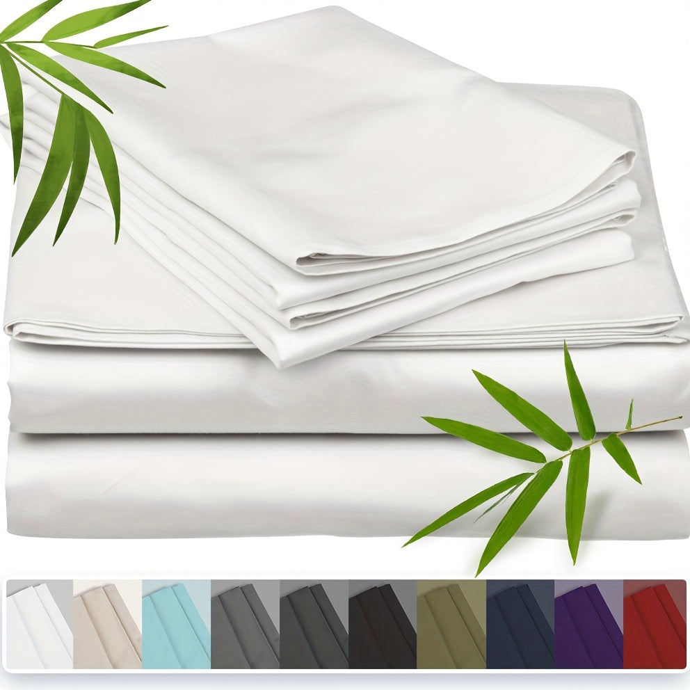 [3pcs Super Soft Bamboo Bed] Emircey 3pcs Set 100% Bamboo Fiber Bed, Super Soft, Comfortable - Hotel Luxury Bed Sheet+Pillowcase, Deep Pocket, Easy to Fit, Wrinkle Free, 1 Bed Sheet+2 Pillowcases