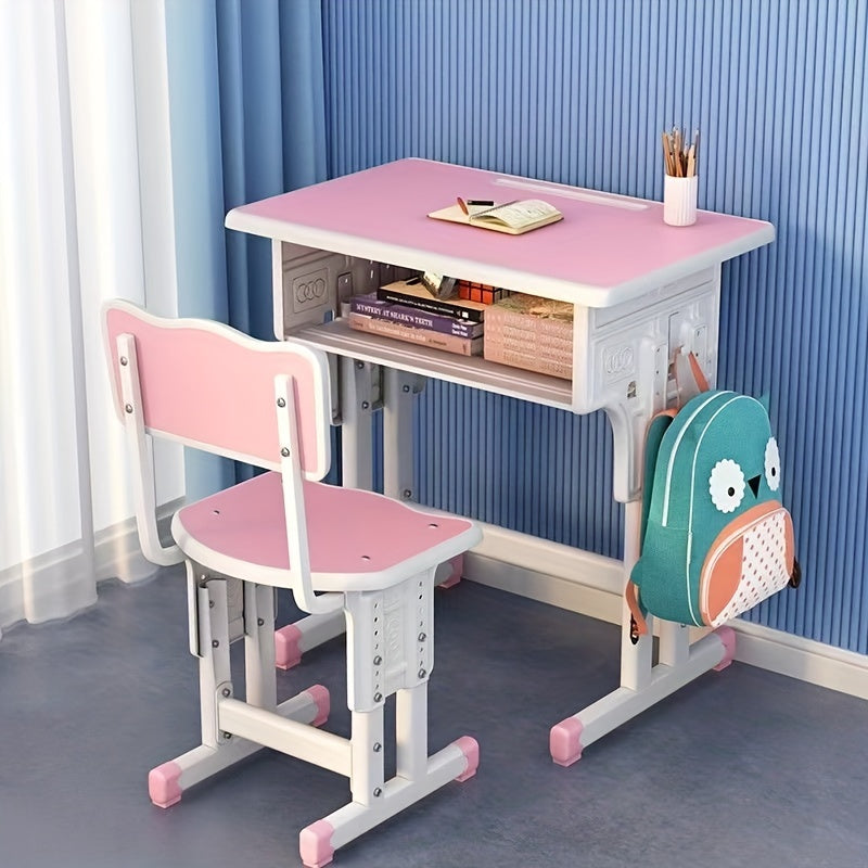 Children Study Desk Desk Homework Desk Training Class Chair Combination Set, Table And Chair Can Be Raised And Lowered
