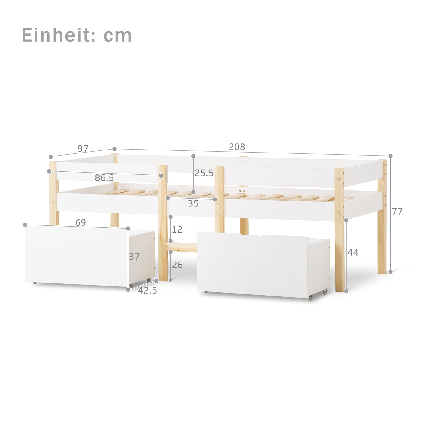 Pine Children's Bed  200cmx 90Cm