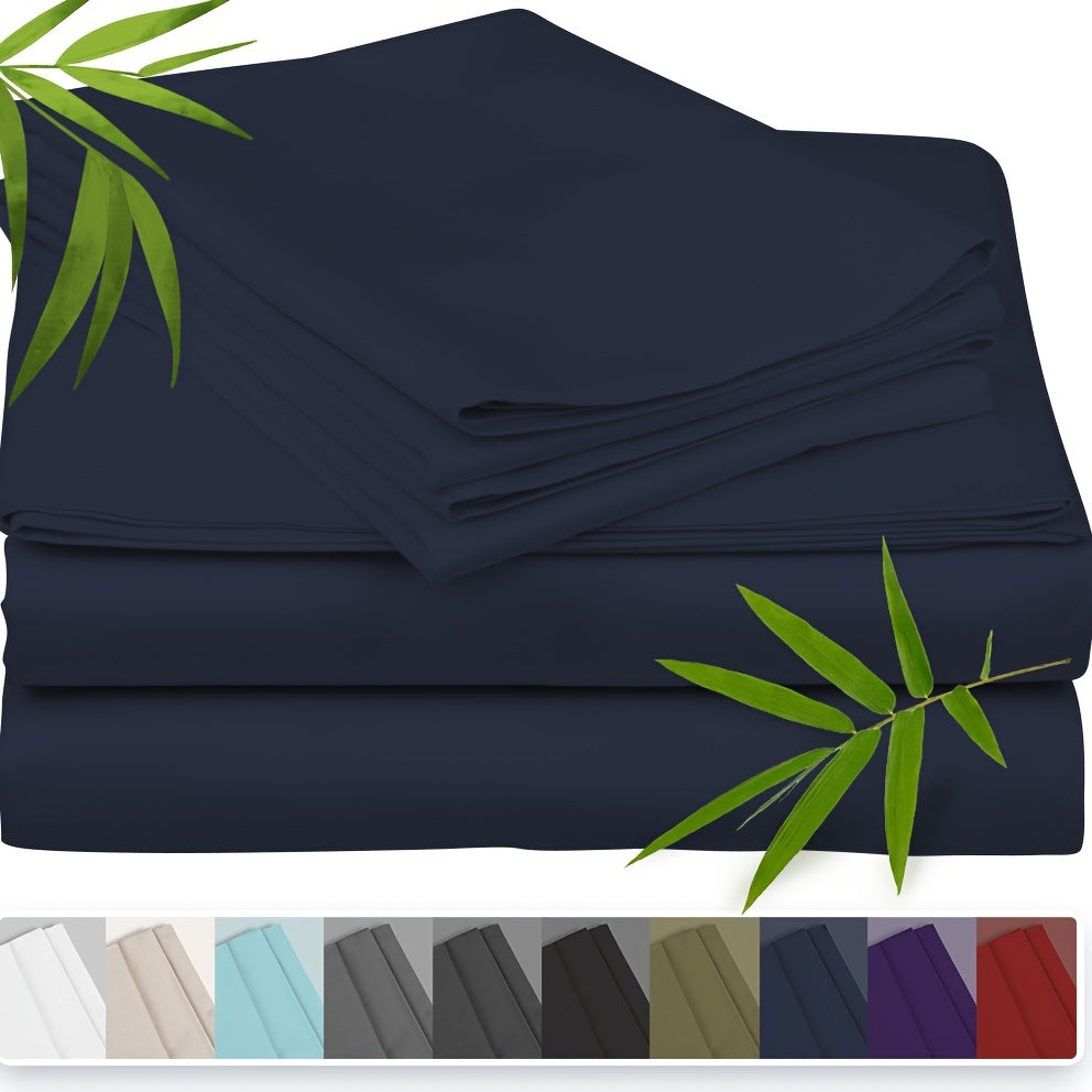[3pcs Super Soft Bamboo Bed] Emircey 3pcs Set 100% Bamboo Fiber Bed, Super Soft, Comfortable - Hotel Luxury Bed Sheet+Pillowcase, Deep Pocket, Easy to Fit, Wrinkle Free, 1 Bed Sheet+2 Pillowcases