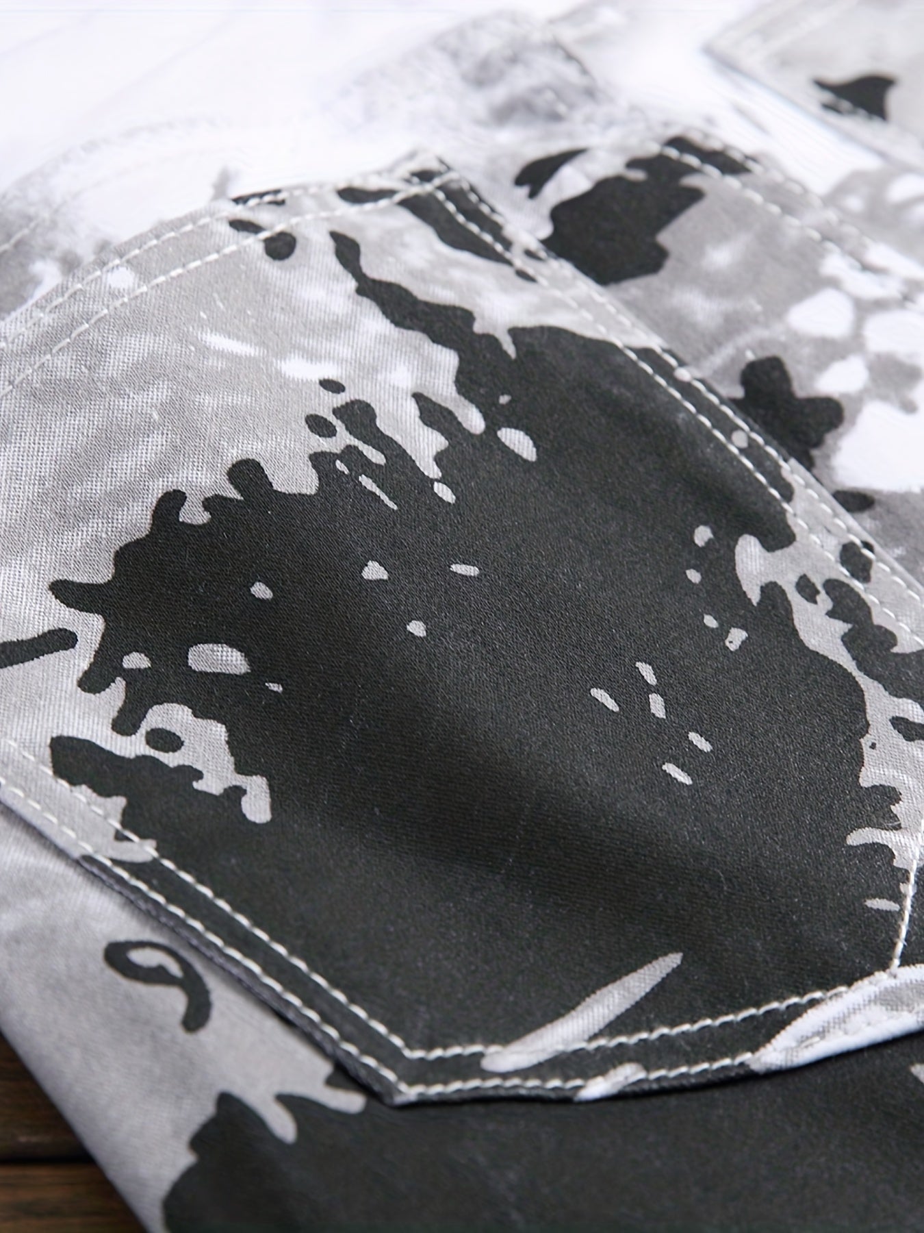 Slim Fit Creative Pattern Print Denim Jeans for Men, Stylish Leisure Pants for All Seasons