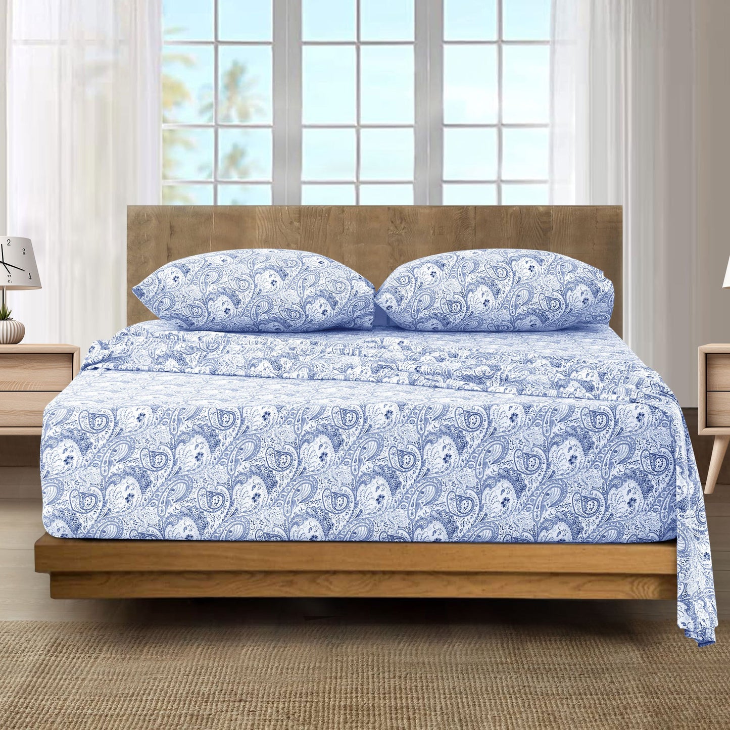 Lux Decor 6 Pieces Paisley Bed Sheet, Breathable Hotel Style Sheets, Microfiber Sheets Deep Pockets, Easy-Fit, Soft & Wrinkle Free Oeko-Tex Cooling Bed Sheets