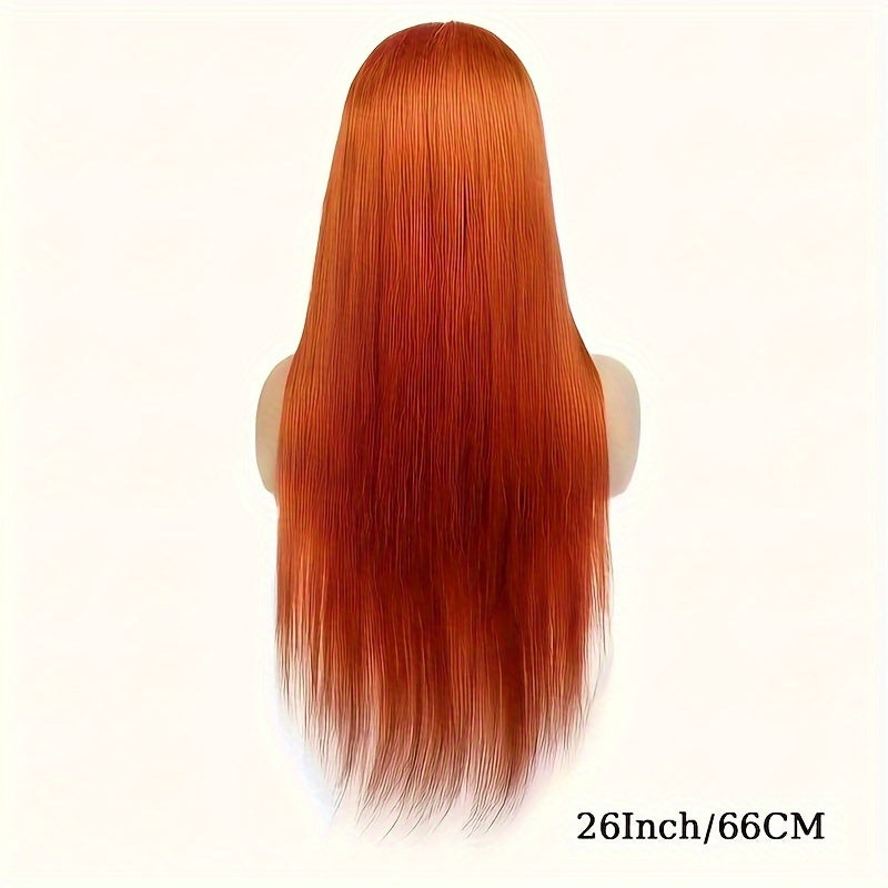 Ginger Orange Straight Wig Human Hair 13x4 Lace Front Wigs Human Hair 350# Color 180% Density HD Lace Front Wigs Straight Lace Front Wigs For Women Pre Plucked With Baby Hair