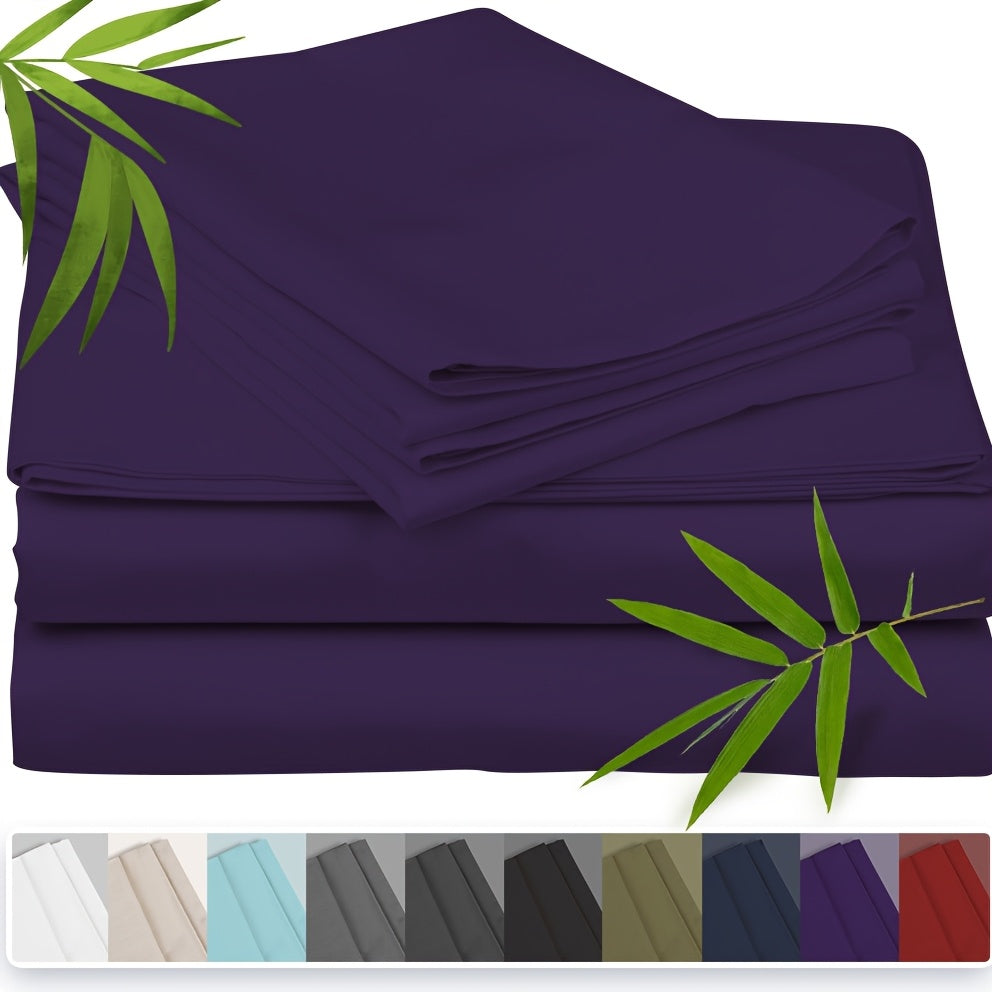 [3pcs Super Soft Bamboo Bed] Emircey 3pcs Set 100% Bamboo Fiber Bed, Super Soft, Comfortable - Hotel Luxury Bed Sheet+Pillowcase, Deep Pocket, Easy to Fit, Wrinkle Free, 1 Bed Sheet+2 Pillowcases