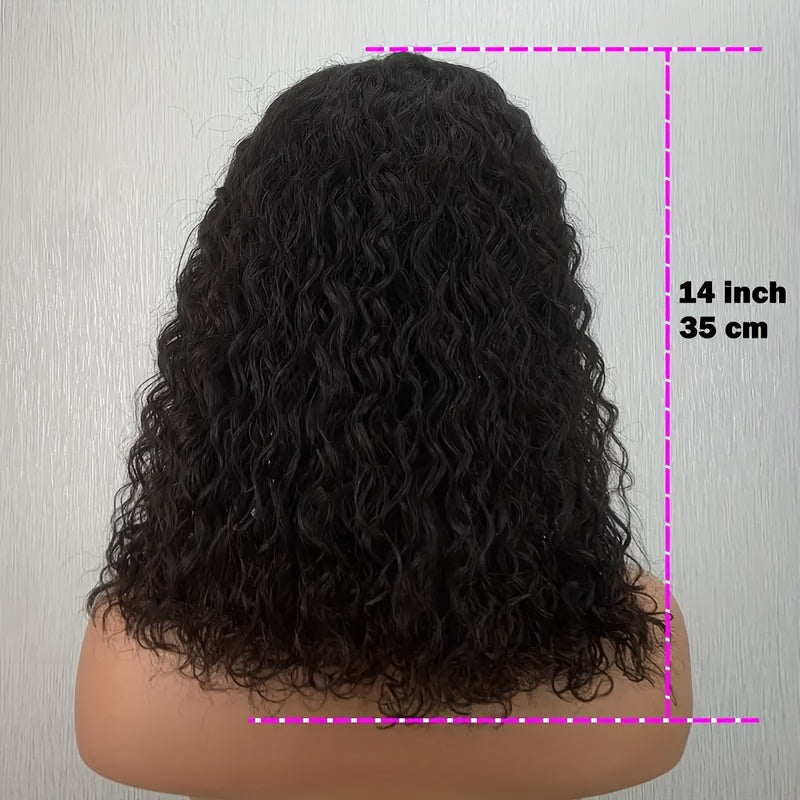 150% Density Water Wave Bob Wig - 13x4 Lace Frontal, Pre-Plucked Natural Hairline, Remy Brazilian Human Hair, Short Curly Style for Women, Versatile & Stylish Look, Hair Wig, Cranberry