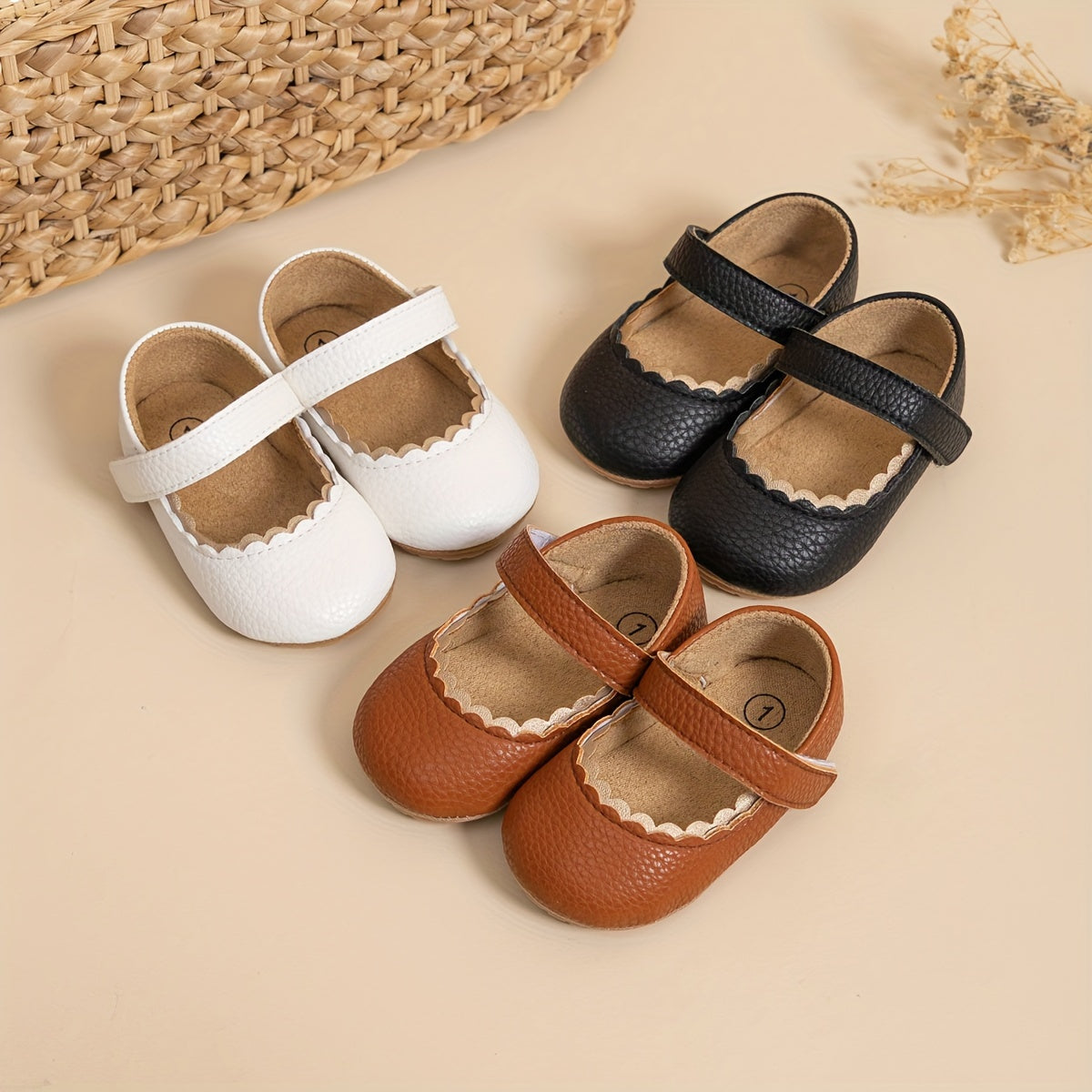 Infant Baby Girls Mary Jane Flats, Soft Sole Princess Dress Shoes Crib Shoes First Walker Shoes