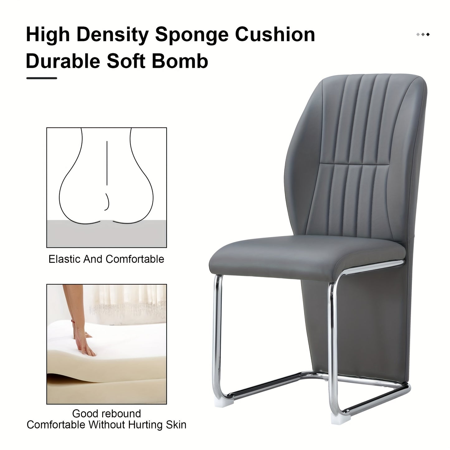 Table And Chair Set, Modern Dining Set Table And 4 Chairs, Grey Faux Marble Dining Table Set For 4, Dining Room Table Set And 4 PU Leather Upholstered Dining Chairs, Large Dinner Table Set.