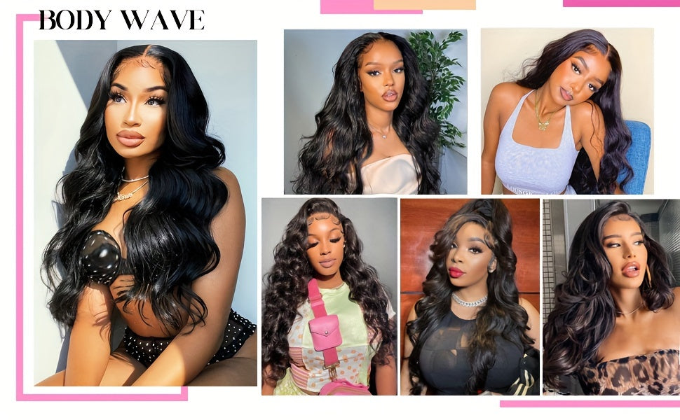 13x4 Brazilian Human Hair Wigs - Smooth Body Wave, Glueless & HD Lace Front - Pre-Cut, Pre-Plucked, 180% Density - Perfect for Beginners, Effortless Luxury Style