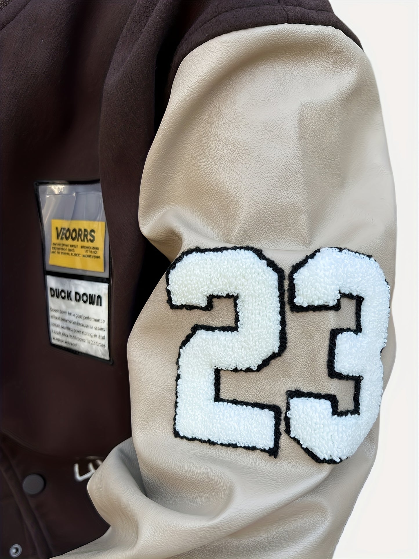 Men's Casual Varsity Jacket with Embroidery and Color Block, Durable Polyester & Easy-Care, Ideal for Spring/Fall Daily Wear