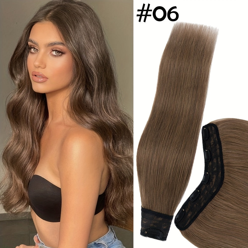 100% Human Hair V-Shap Clip In 100% Remy Human Hair Extensions One Piece 5 Clips Half Full Head 12in-22in Any Colors Hair Clips Hair Accessories