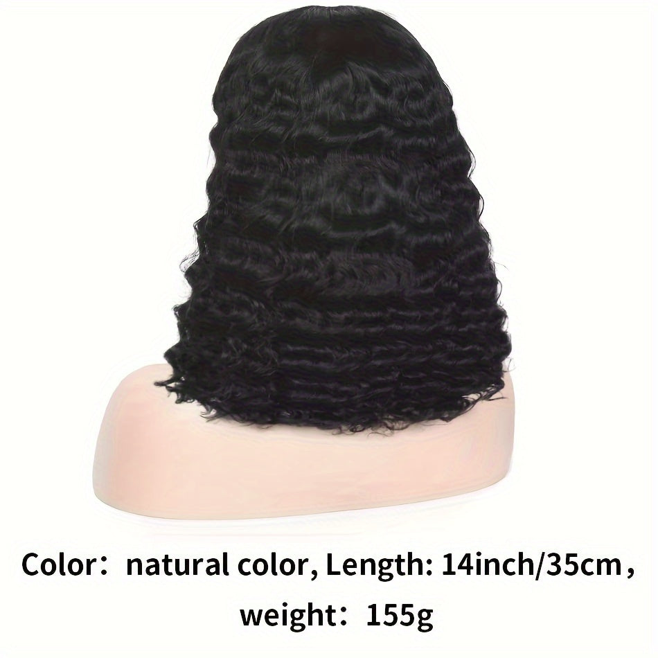 13x4 Deep Wave Curly Bob Wig Human Hair Lace Frontal Wigs 150 Density Glueless Wigs Water Wave Wig 10-16inch