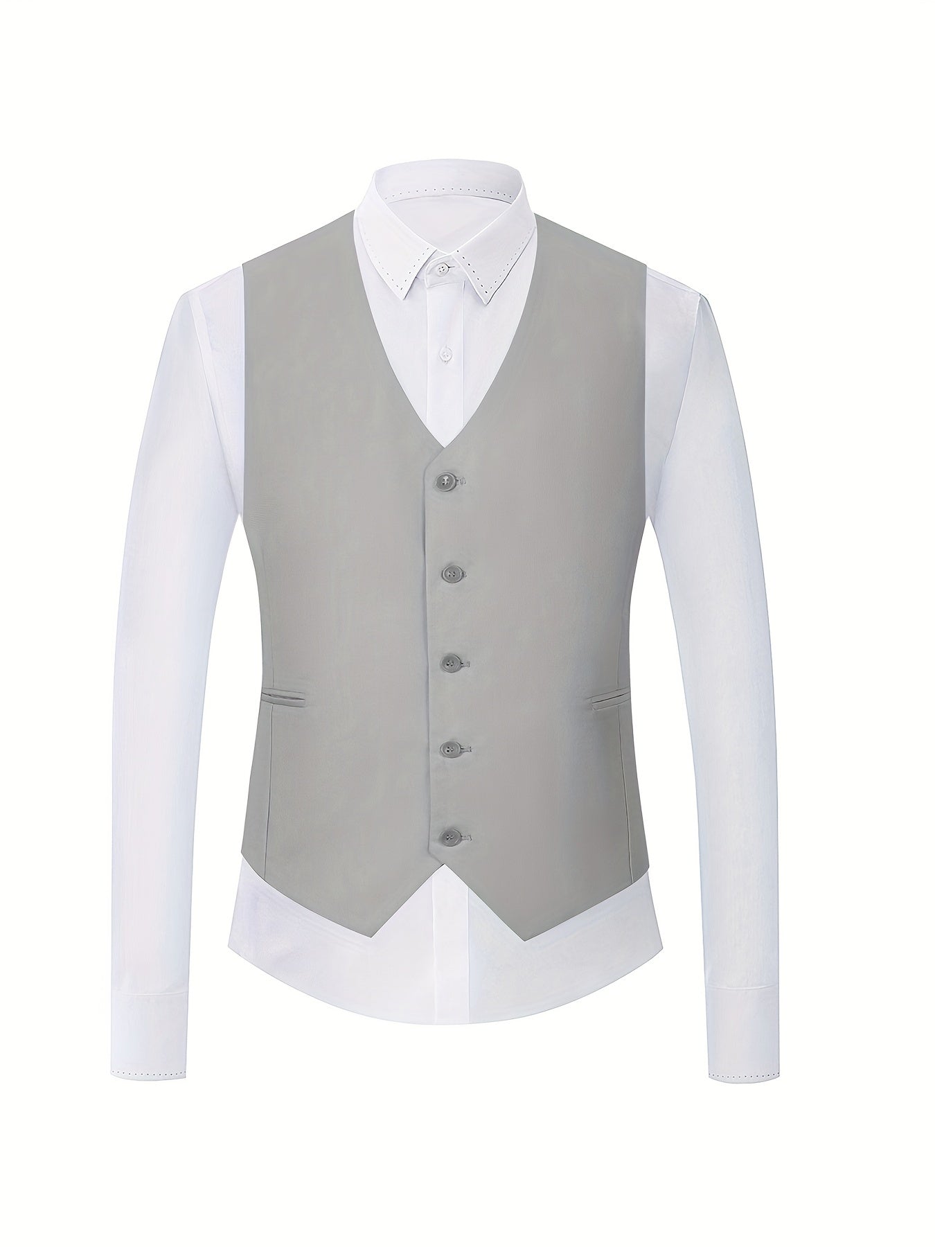 Formal 3 Pieces Set, Men's Peak Lapels Suit Jacket & Single Breasted Vest & Dress Pants Suit Set For Business Banquet Wedding Party