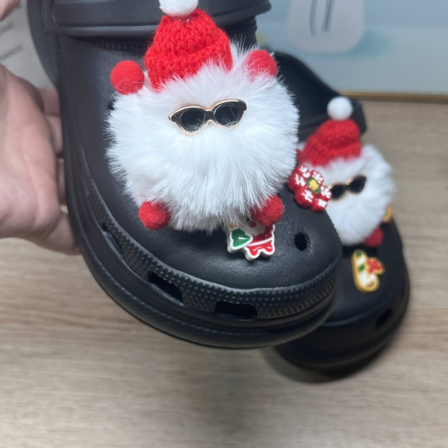 8pcs Christmas Plush Shoe Charms For Clogs, Sandal Decoration, DIY Accessories