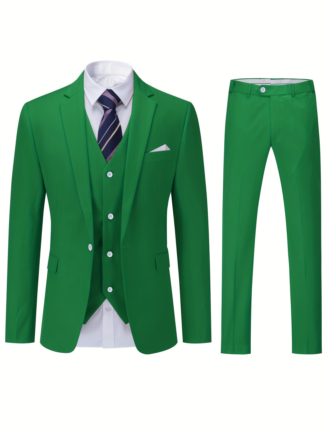 Impeccable Mens 3-Piece Suit Set - Sharp One-Button Jacket, Elegant Vest & Pants - Perfect for Business Dinners & Wedding Parties - Stylish Formal Wear