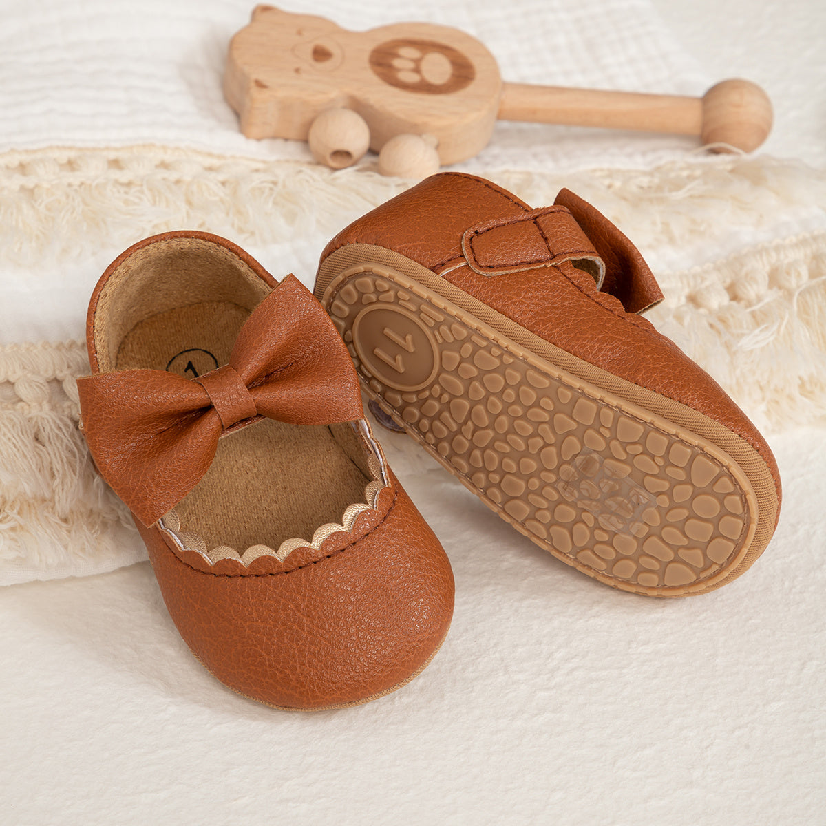 Infant Baby Girls Mary Jane Flats, Soft Sole Princess Dress Shoes Crib Shoes First Walker Shoes