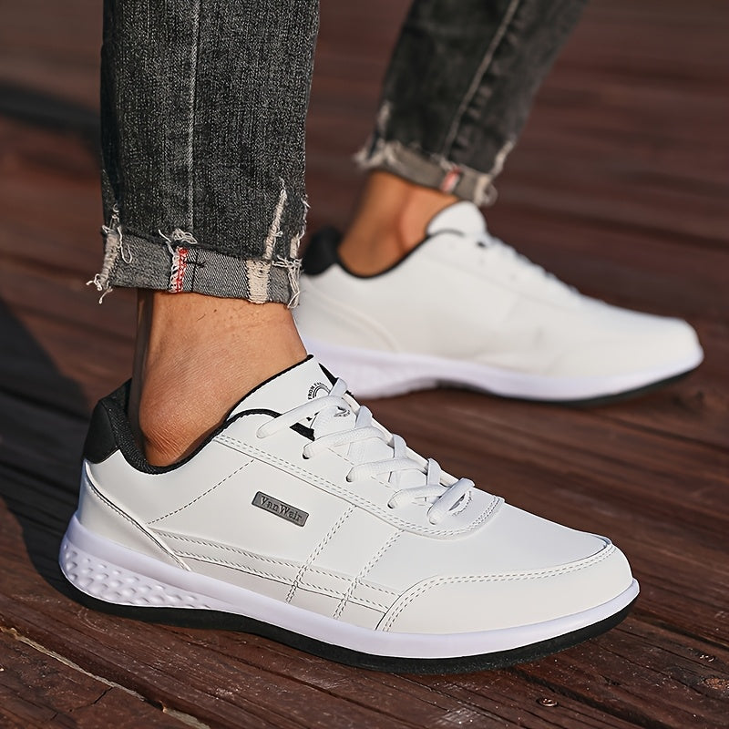 [Lightweight Running Shoes] VanWeir Men's Lightweight Running Shoes | Navy Blue & White, Stability Lace-Up Sneakers with MD/TPR Sole, Breathable Fabric Lining for Outdoor Sports, Hiking & Casual Wear