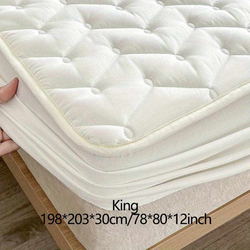 1pc Waterproof Fitted Sheet, Soft Comfortable Polyester Bedding Fitted Sheet, For Bedroom, Guest Room, With Deep Pocket, Fitted Bed Sheet Only