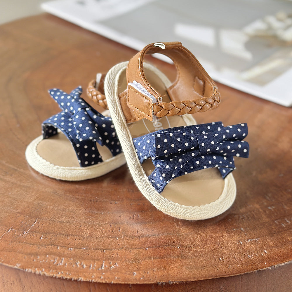 Adorable Toddler Girls Bow Sandals with Delicate Fabric Bows - Flexible Braided Strap, Non-slip Soft Sole for Playful Steps - Adjustable Hook & Loop Fastener for Secure Fit - Perfect Summer Shoes for Little Explorers