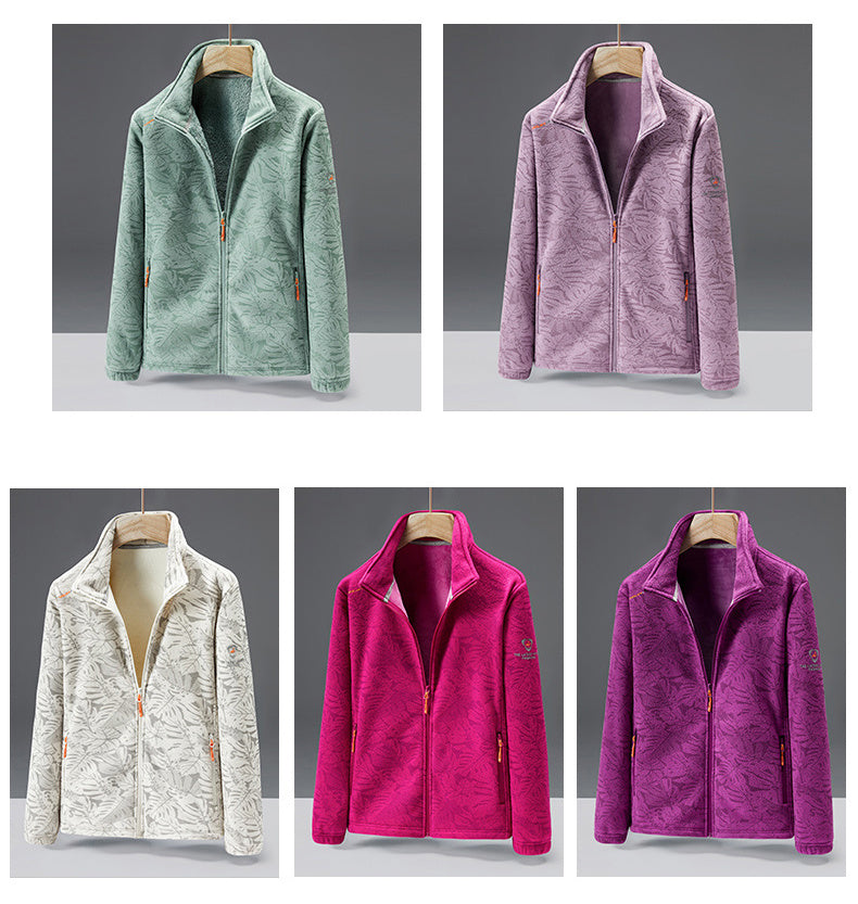 Ultra-Durable Windproof Plant Print Fleece Jacket - Perfect for Adventure Seekers with Stylish Nature-Inspired Design