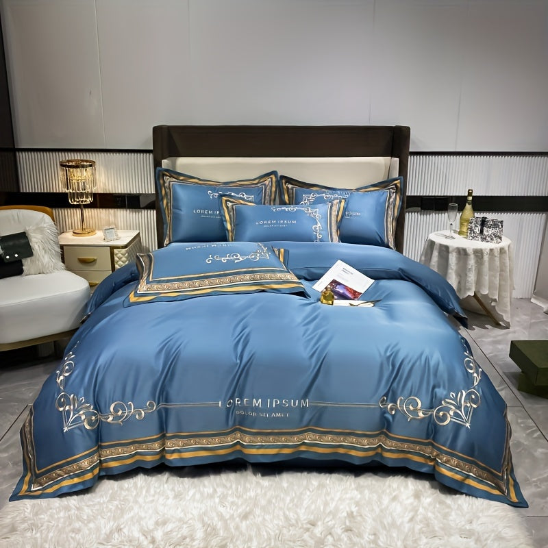 Luxurious European-style Brushed Four-piece Set Of Bedding For Autumn And Winter, With A Palace-style Duvet Cover, Bed Sheet, And Pillowcases.