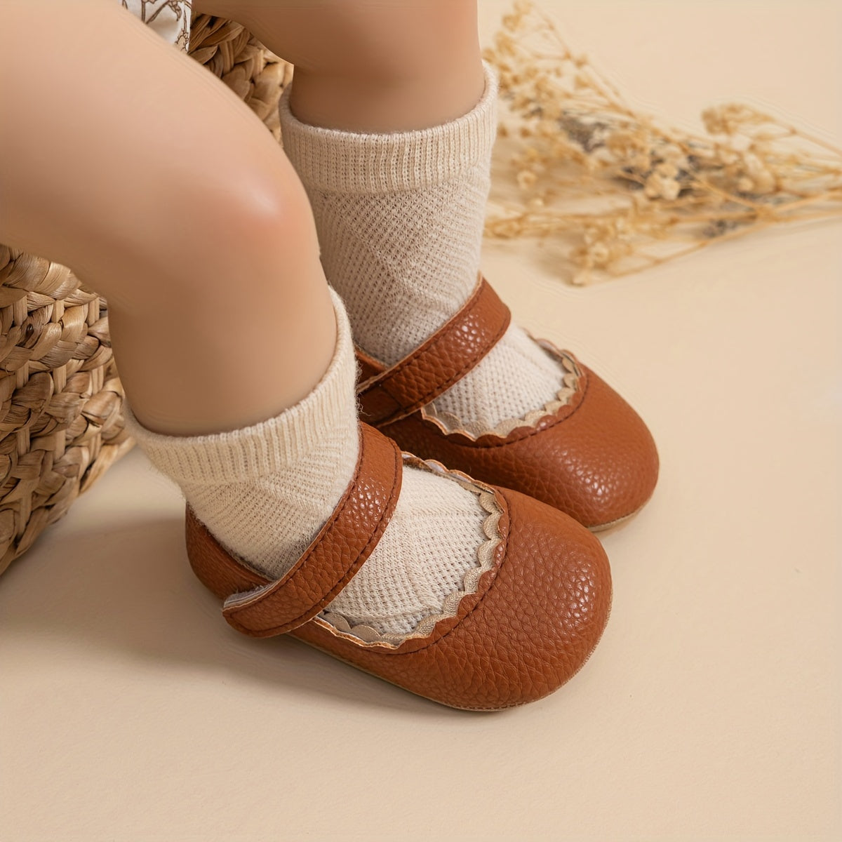 Infant Baby Girls Mary Jane Flats, Soft Sole Princess Dress Shoes Crib Shoes First Walker Shoes