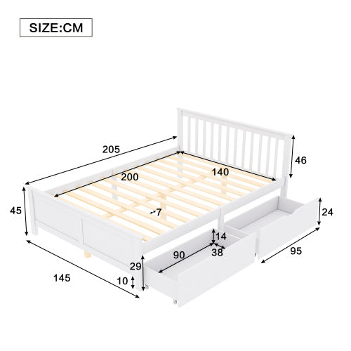 Pine Frame Bed With Drawers