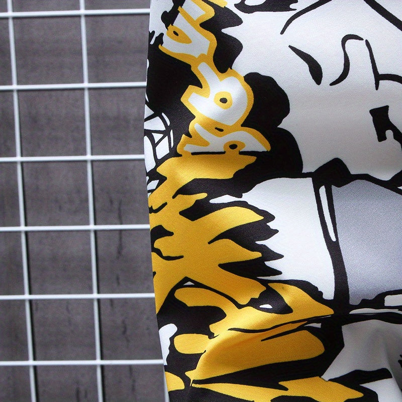 Spring And Autumn Men's Fashion Graffiti Mid Length Windbreaker Popular Hooded And Handsome Men's Jacket Popular Versatile Men's And Women's Same Windbreaker Jacket