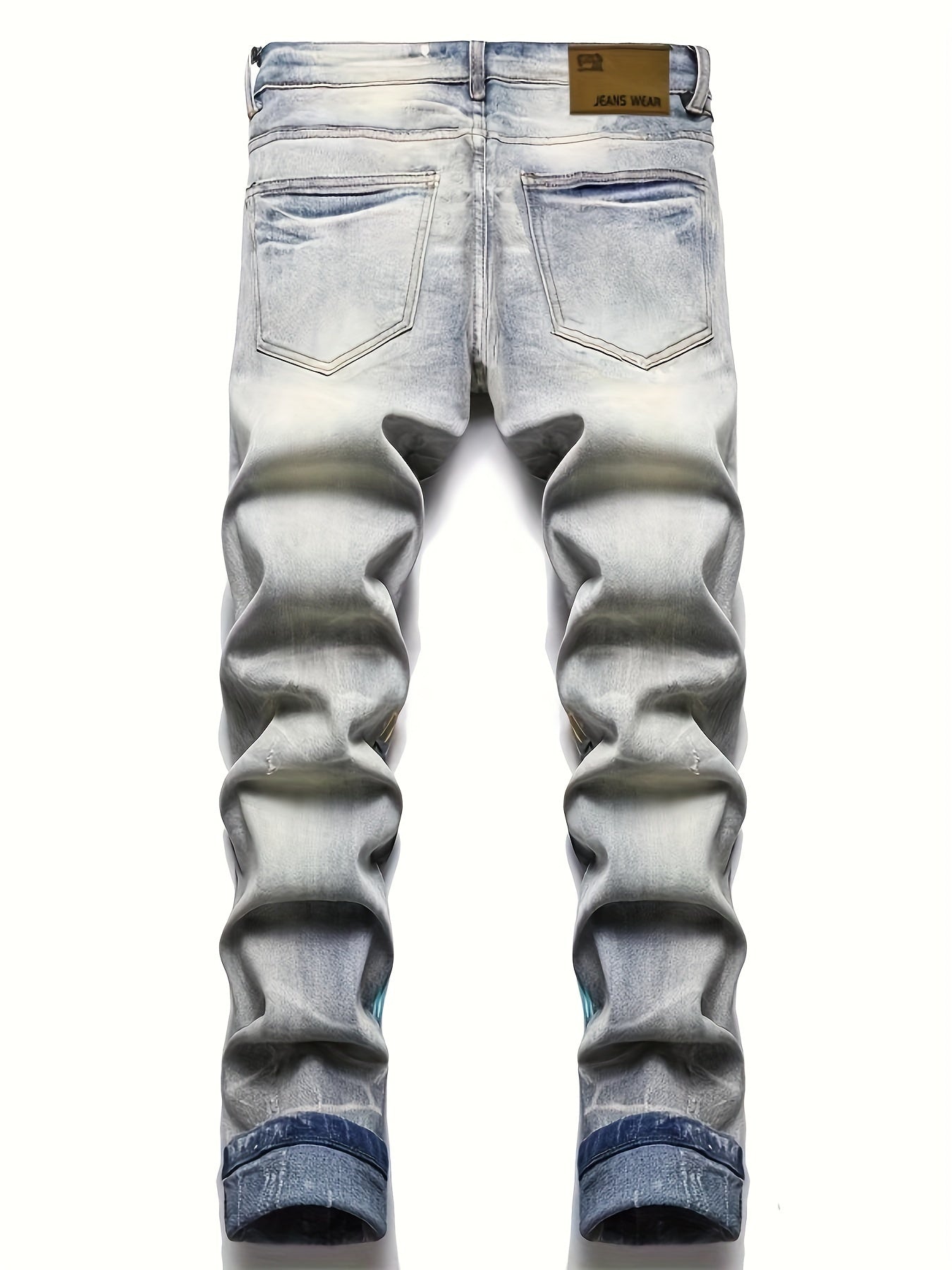 Stylish Graffiti Print Slim Fit Denim Jeans for Men - Comfortable, Versatile, and Fashionable Daily Pants with Artistic Design - Perfect for Casual Occasions and Streetwear