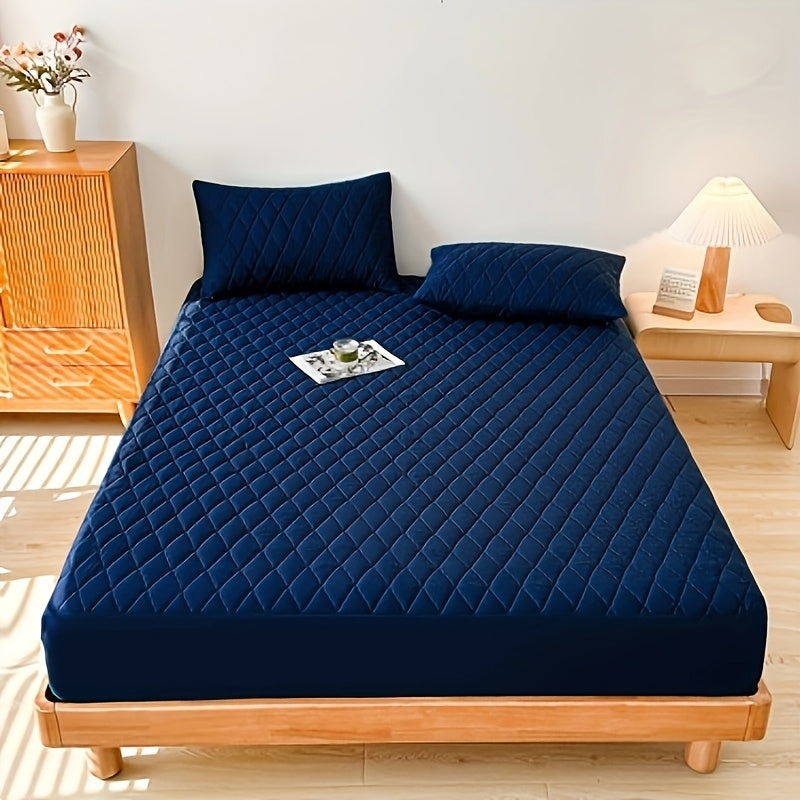 1pc Waterproof Mattress Cover, Soft and Comfortable Thick Bed Sheet, Breathable Dust-proof Urine-proof Quilted Mattress Protector, Suitable for Bedroom, Guest Room, White/Dark Blue/Dark Green/Gray