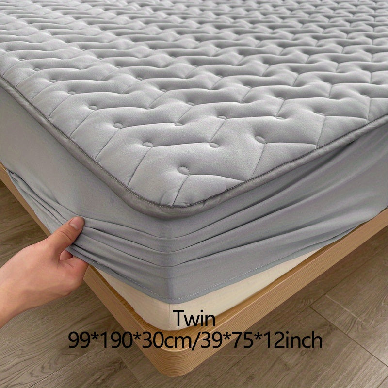 1pc Waterproof Fitted Sheet, Soft Comfortable Polyester Bedding Fitted Sheet, For Bedroom, Guest Room, With Deep Pocket, Fitted Bed Sheet Only