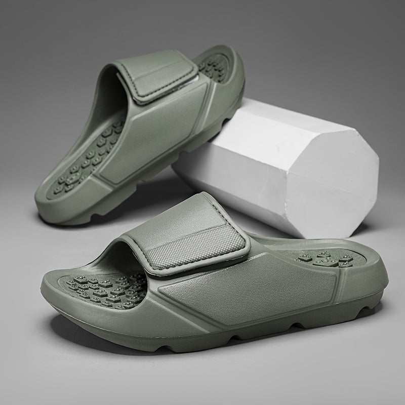 Men'S Breathable Massage Sandals - Comfortable EVA Summer Slides with Arch Support, Hook-and-Loop Closure, and Comfortable Heel for Outdoor, Beach, and Casual Wear, Strappy Sandal