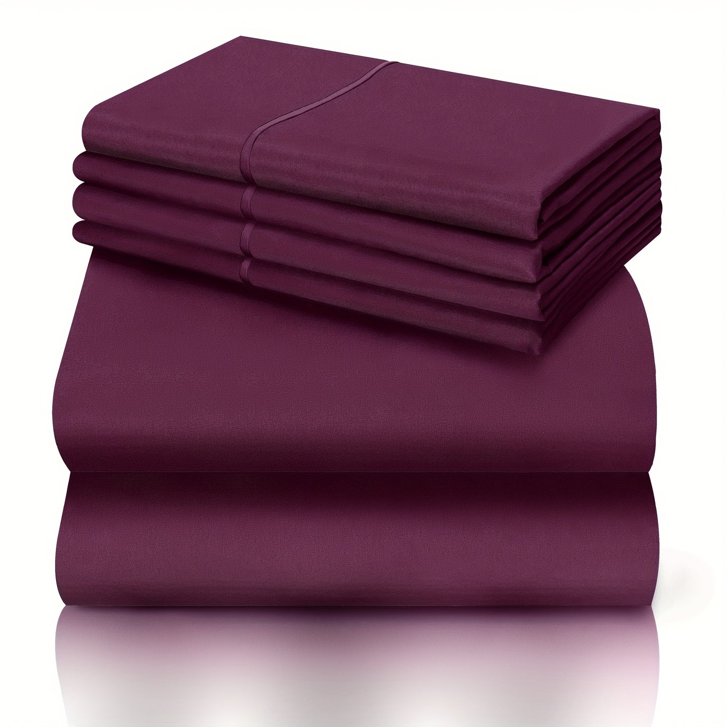 6pcs Luxury Cooling Bed Sheet Set, Soft Comfort Set, Queen Size Bedding Set, Breathable, Wrinkle Resistant,, Soft, with 18 Inch Deep Pockets, Bedroom, Guest Room, Hotel Bedding Set (1* Flat Sheet + 1* Fitted Sheet + 4* Pillow