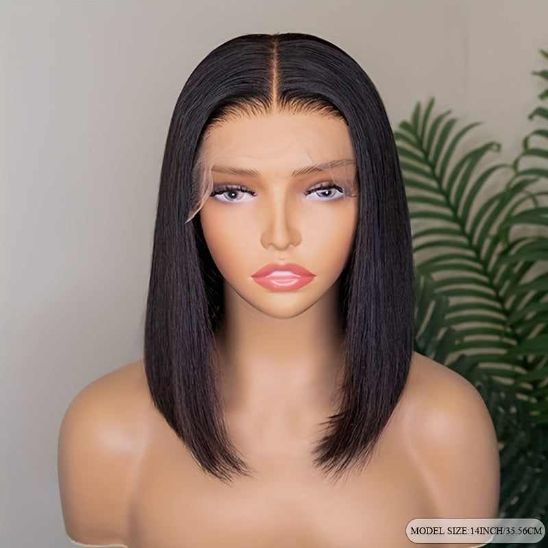 13*4 Red Straight Bob Wig - 180% Density Remy Human Hair Wig with Pre-Plucked Lace Front for Women and Girls