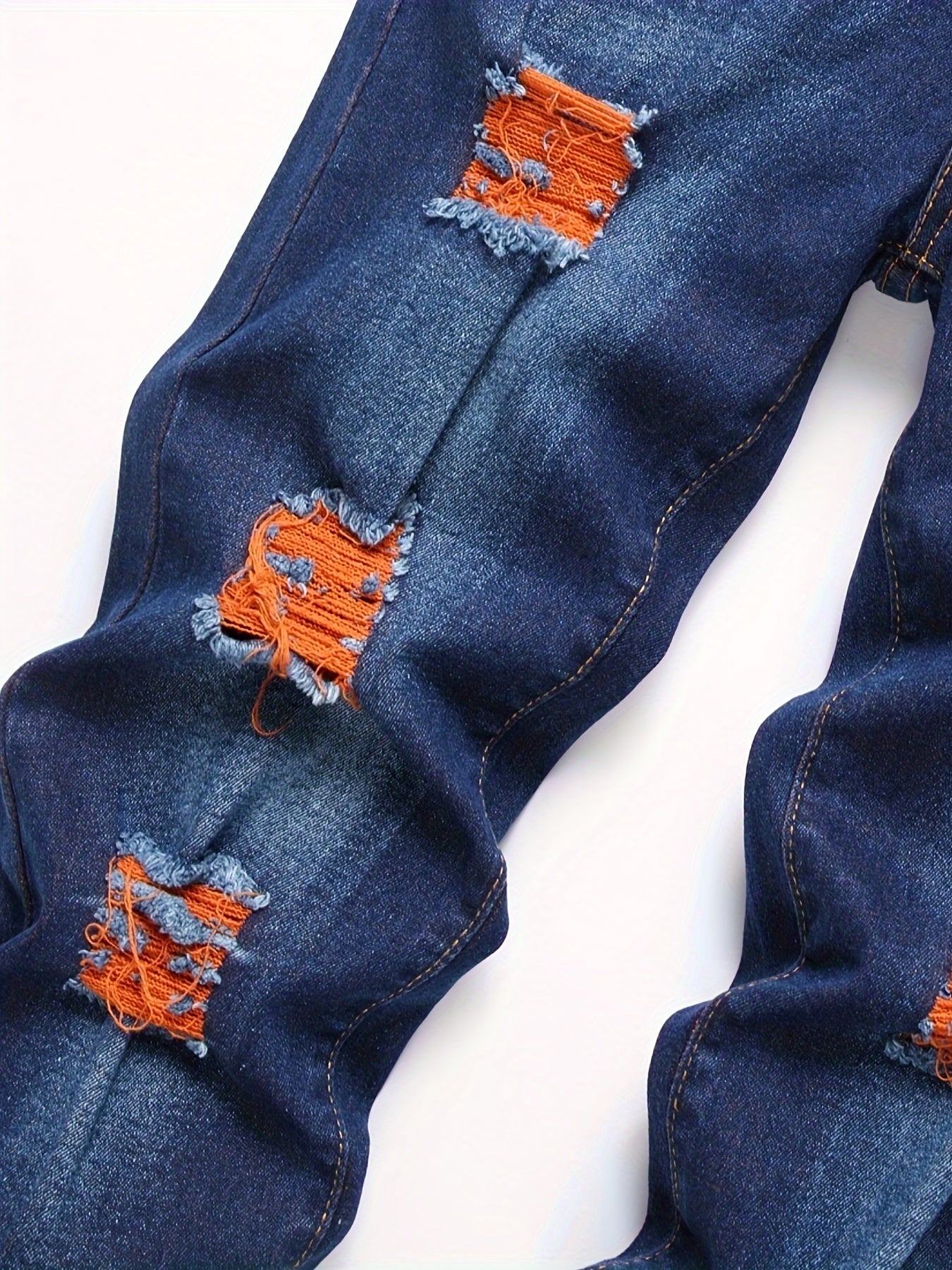 Men's Ripped Jeans Straight Leg Stretch Skinny Jeans For Men, Slim Fit Denim Pants