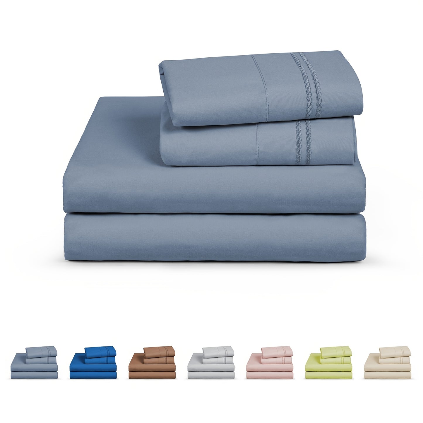 ClevaHome 6pcs Sheet Set Deep Pocket- Ultra Soft Machine Washable Luxury Bed Sheet Set - Shrinkage & Fade Resistant Embroidered Bedding Sheet, Christmas Bedding Supplies Replacement (4PCS for TWIN Size Sheet)