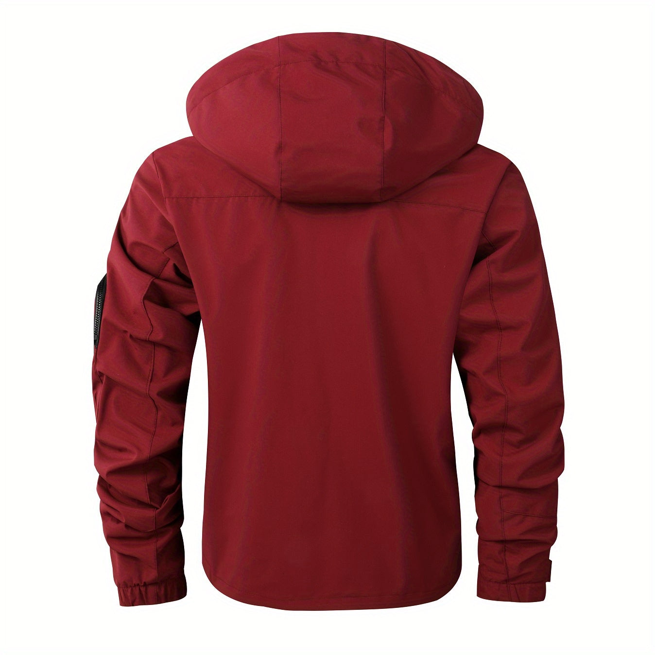 Mens Waterproof Zipper Pocket Hoodie Jacket - Stylish Drawstring Hood, Stretchy Comfort, Water-Repellent for Spring & Fall Outdoors