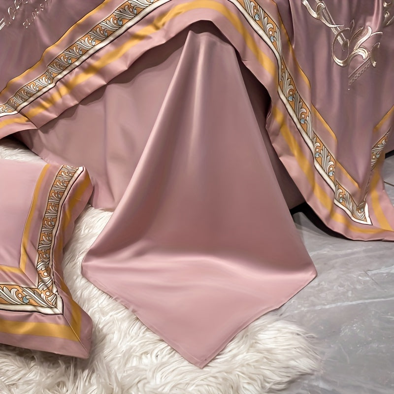 Luxurious European-style Brushed Four-piece Set Of Bedding For Autumn And Winter, With A Palace-style Duvet Cover, Bed Sheet, And Pillowcases.