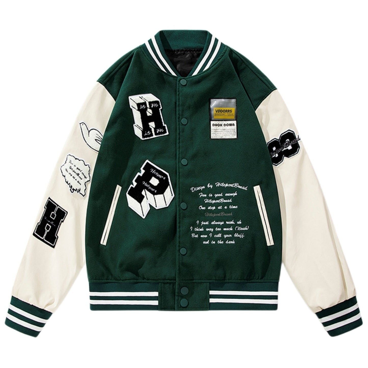 Varsity Chic Jacket - Color-Blocked Button-Up with Stitched Fabric, Casual Spring and Fall Essential for School and Baseball Fans - Men's Relaxed Fit