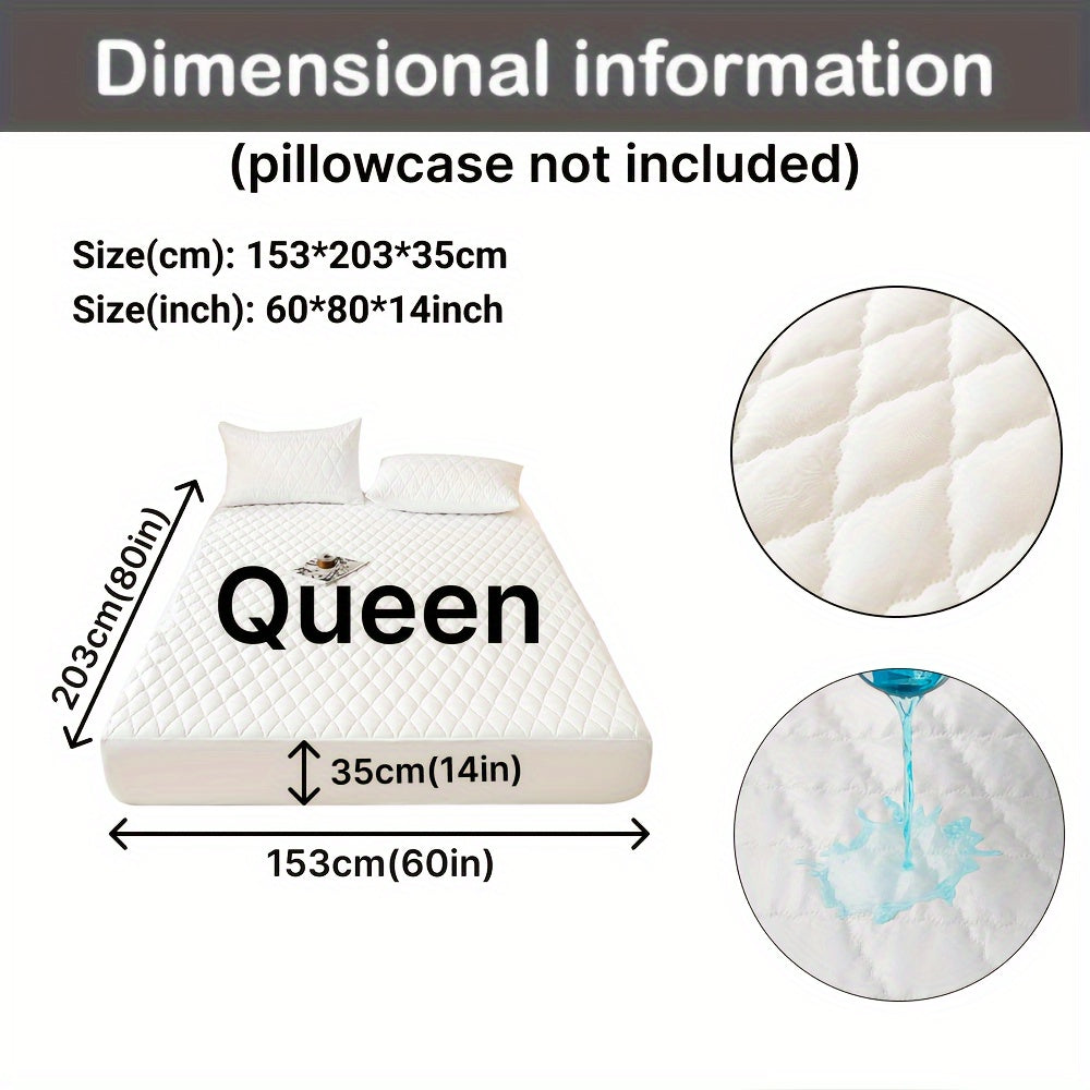 1pc Waterproof Mattress Cover, Soft and Comfortable Thick Bed Sheet, Breathable Dust-proof Urine-proof Quilted Mattress Protector, Suitable for Bedroom, Guest Room, White/Dark Blue/Dark Green/Gray